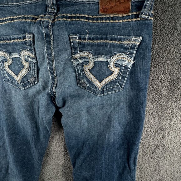 Big Star Sweet Boot Ultra Low Rise Denim Jeans Women Blue 27Lx33 Embroidered - Picture 13 of 16